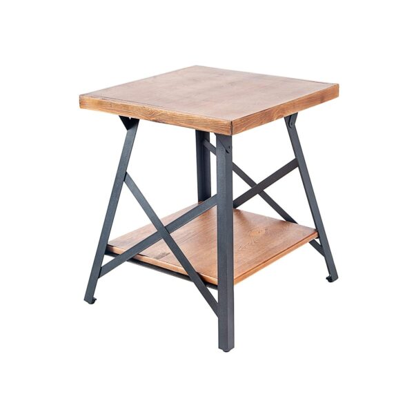 Solid Wood End Table with Metal Legs